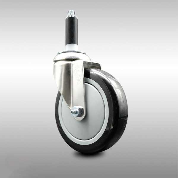 5 Inch 316SS Black Polyurethane Wheel Swivel 3/4 Inch Expanding Stem Caster